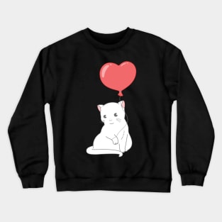 Cat With Heart Balloon Crewneck Sweatshirt